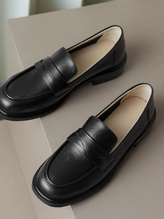 Calf leather brushed off color penny saver loafers 9