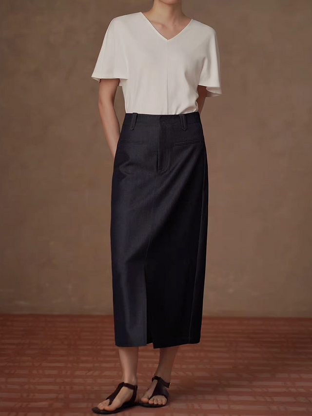 Ivory modal flare sleeves contour tee 6