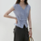 Thumbnail: Pastel blue V neck buttoned ruffled flutter sleeves vest