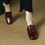 Thumbnail: Ribbons oil waxed lambksin sqaure toe heels