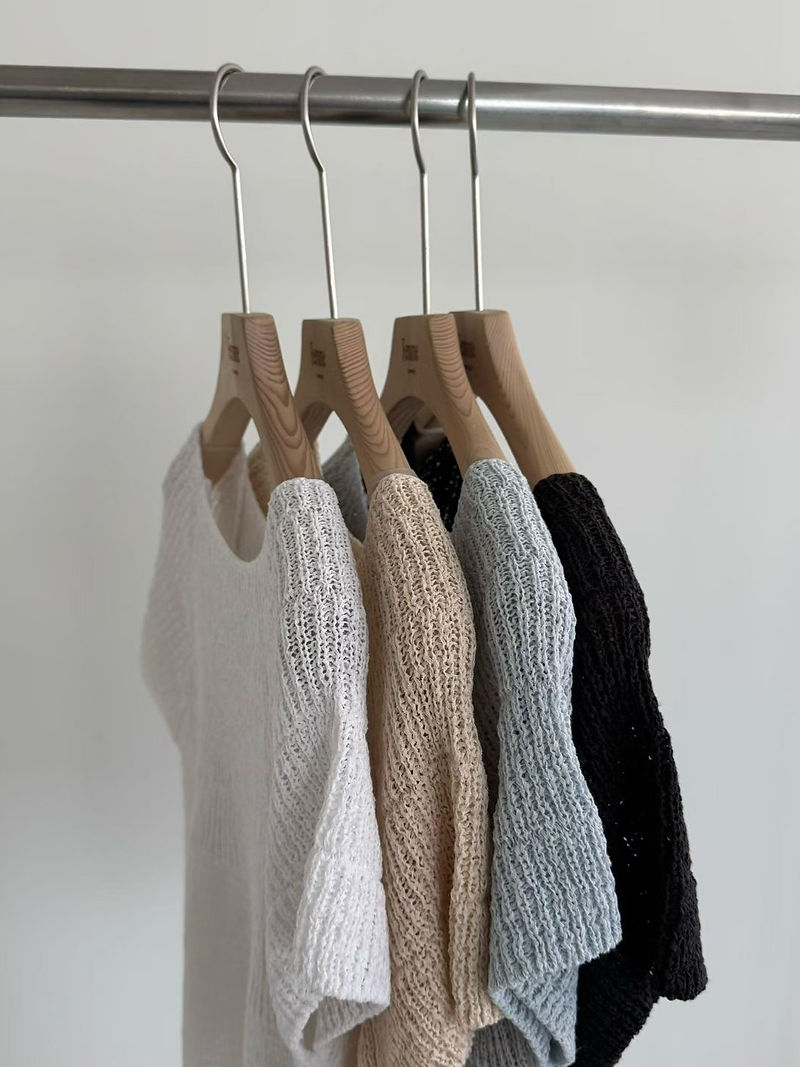 Elastic sleeves linen cotton rolled trim cropped knitwear  9