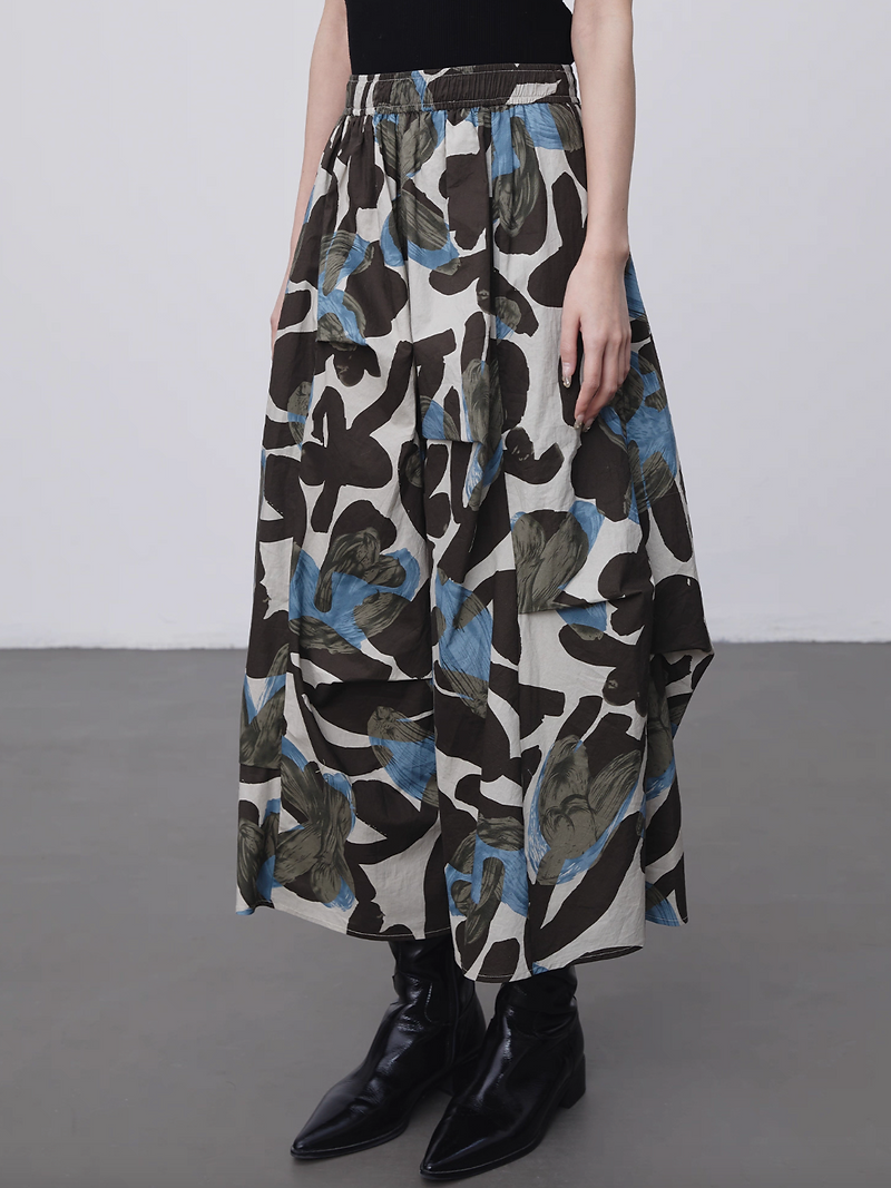 Painter's floral pleated elasticated cotton skirt 1