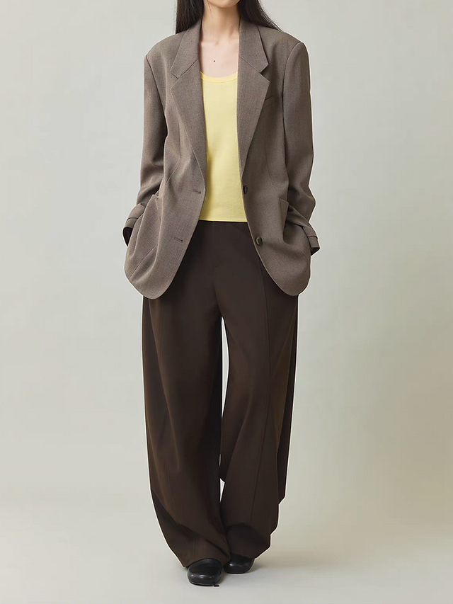 Mocha khaki cotton Japan linen mid length blazer with details 3