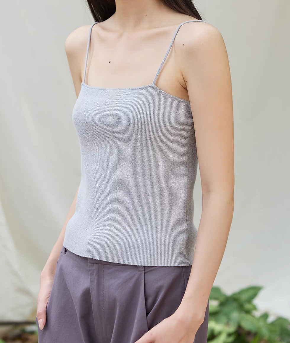 Thumbnail: Poly rayon ribbed high stretchy camisole
