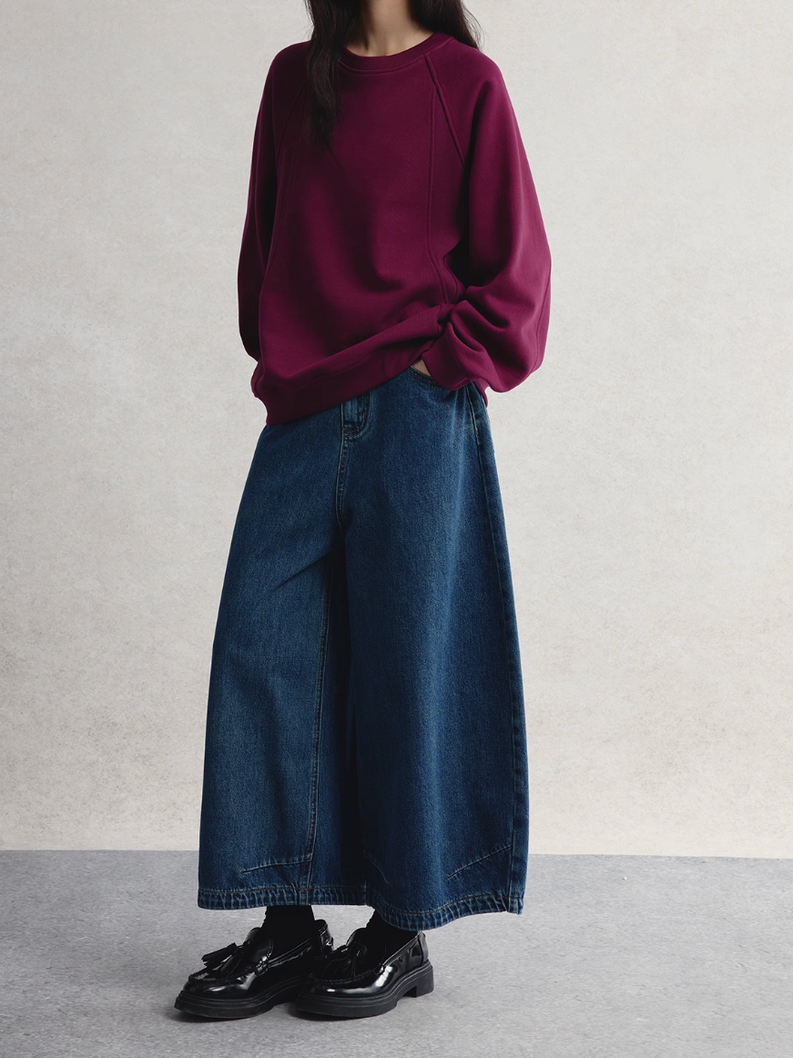 High waisted acid washed denim bronze stitched barrel pants 11