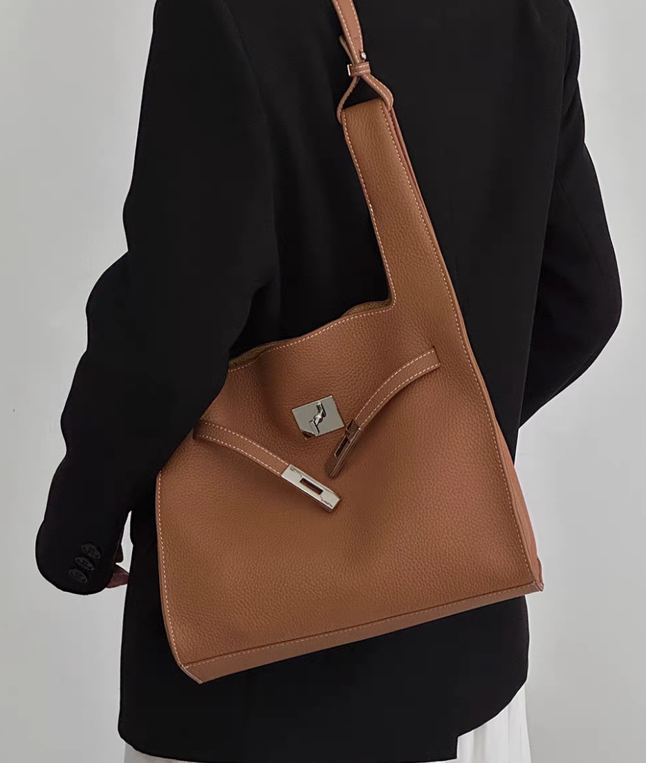 Thumbnail: Toga embossed calf leather silver metal 3-way handle +shoulder+ crossbody bag