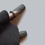 Thumbnail: Made in Paris etoupe grey sheep skin square toe ruffle strap Mary Janes
