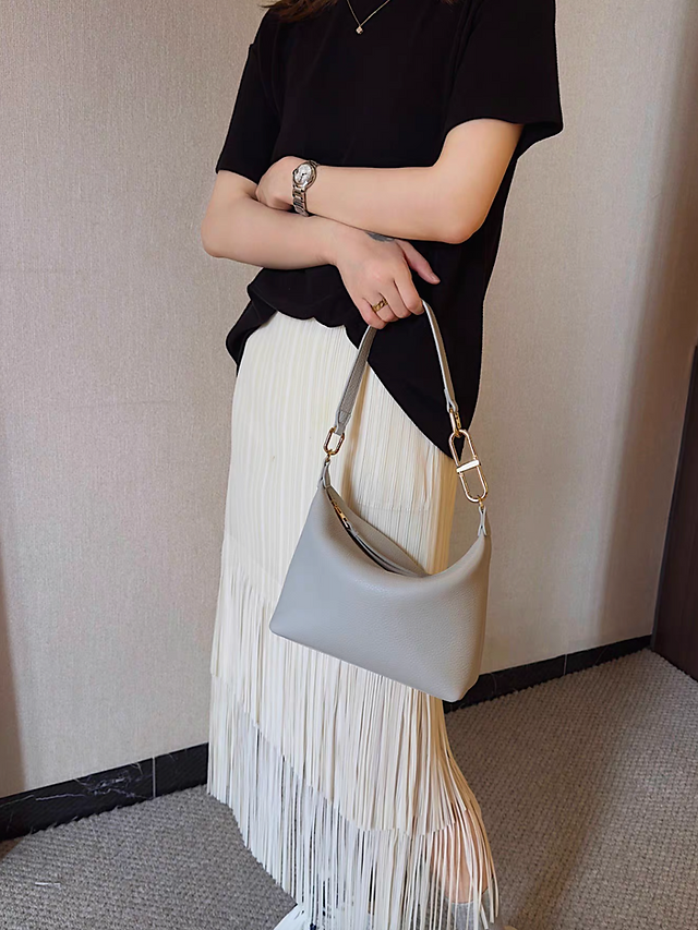 Ice blue toga embossed calf leather 3 way interloop handle + crossbody drape bag 6