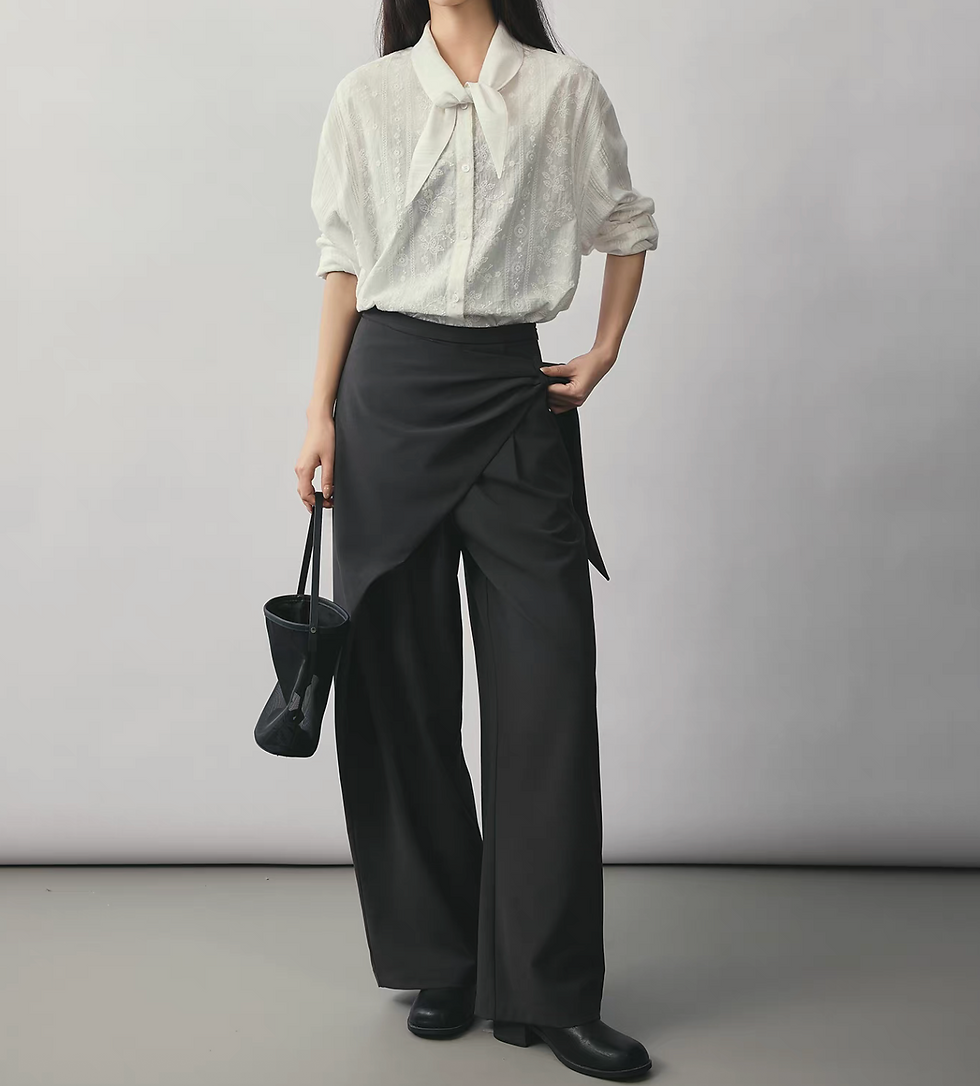 Thumbnail: Embossed floral pure cotton white collarette blouse