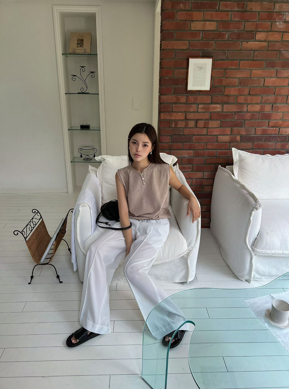 Thumbnail: Polyester lined contour drawstring elasticated waistband straight leg pants 