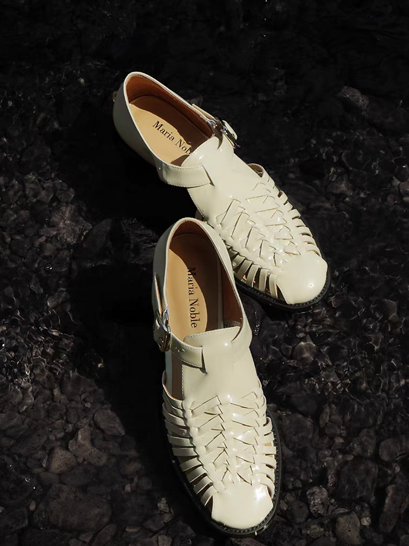 Made in Spain Italian calf leather weaved sandals 6