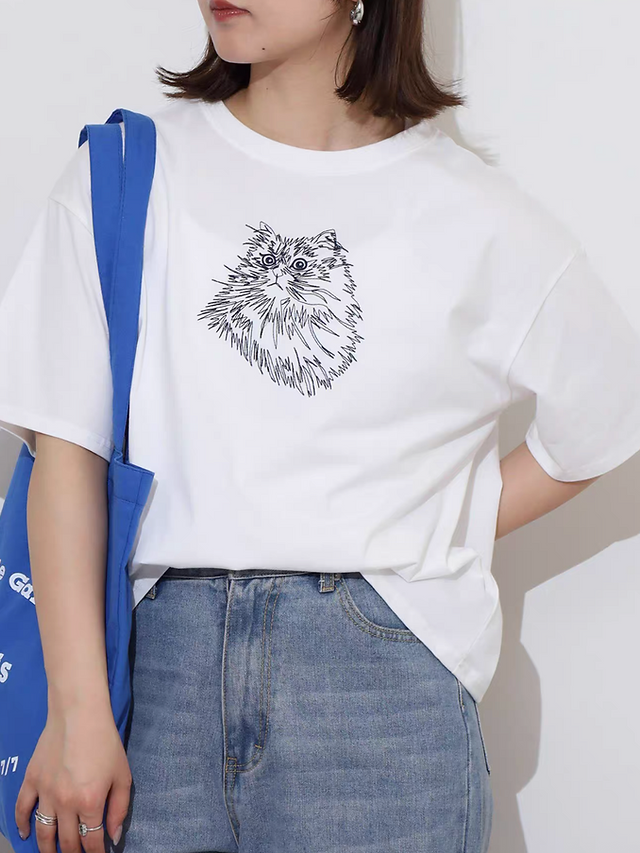 BARN kitten doggie embroidered crewneck cotton tee 5