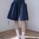 Thumbnail: Side pockets drawstring elasticated navy cotton A line shorts