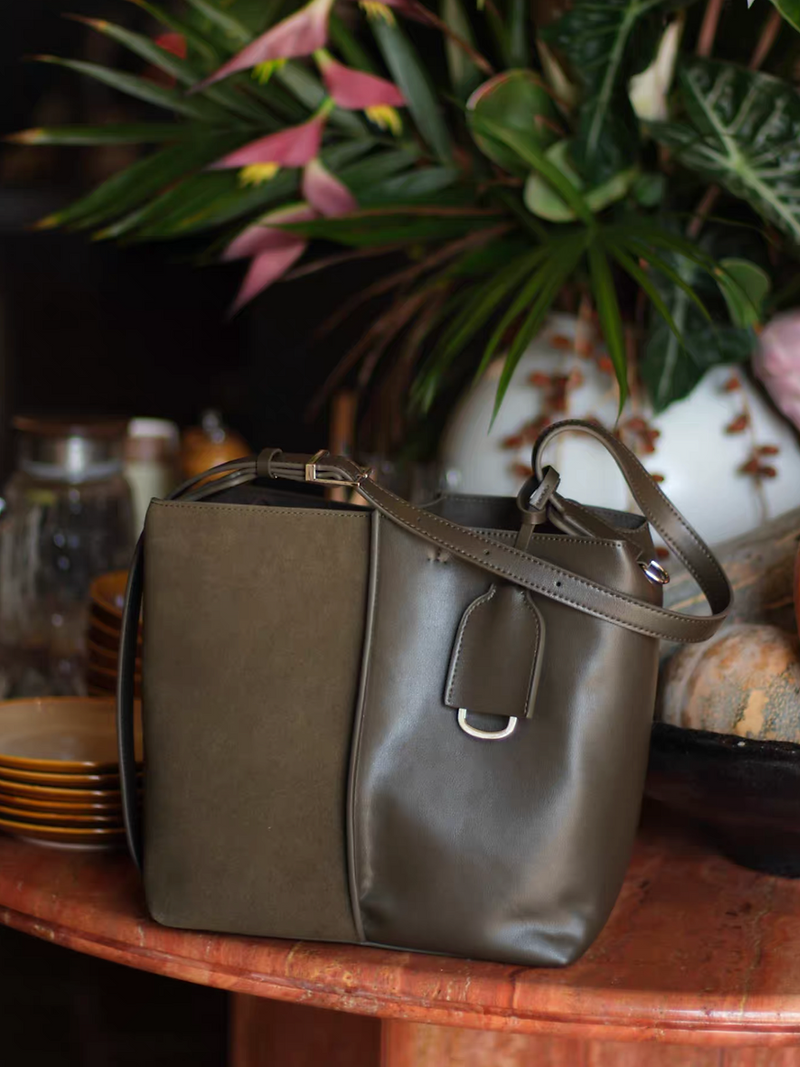 Docking smooth suede calf leather shoulder + crossbody bag 2