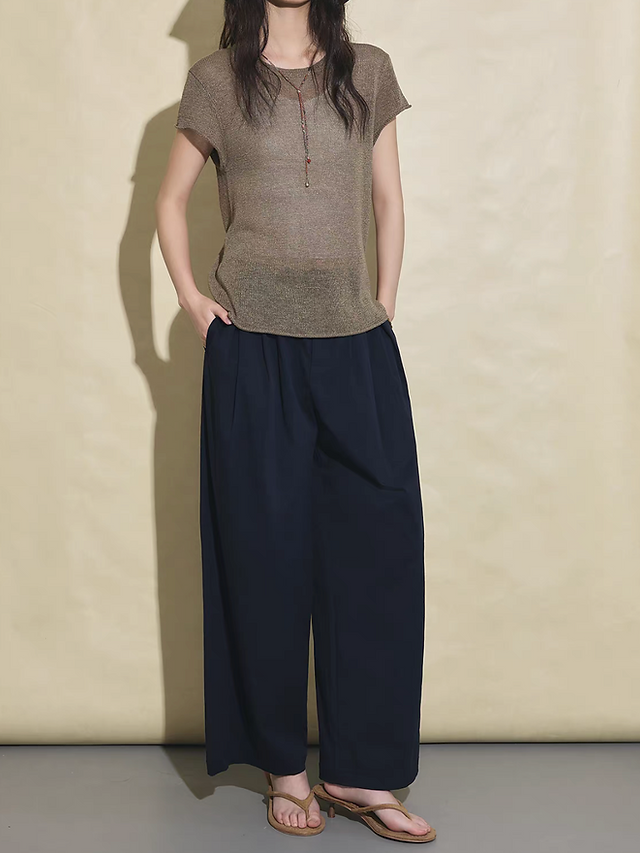 Khaki mocha cotton tencel fine knitwear 6