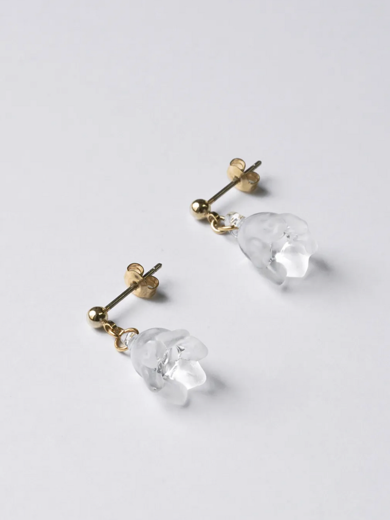 Handmade Hario pierced snowflake glass earrings 6