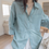 Thumbnail: Back knot sheer tencel mid length side pockets mid length shirt