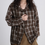 Thumbnail: Olive mocha checker cotton hoodie cotton line shirt / jacket