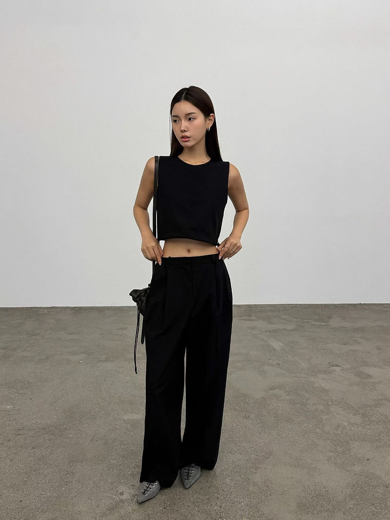 Side drawstring cotton rayon spandex cropped back zipper vest 15
