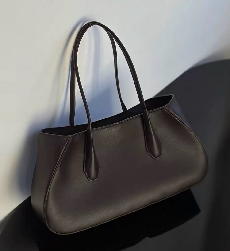 Thumbnail: Curved rim calf leather handle shoulder bag