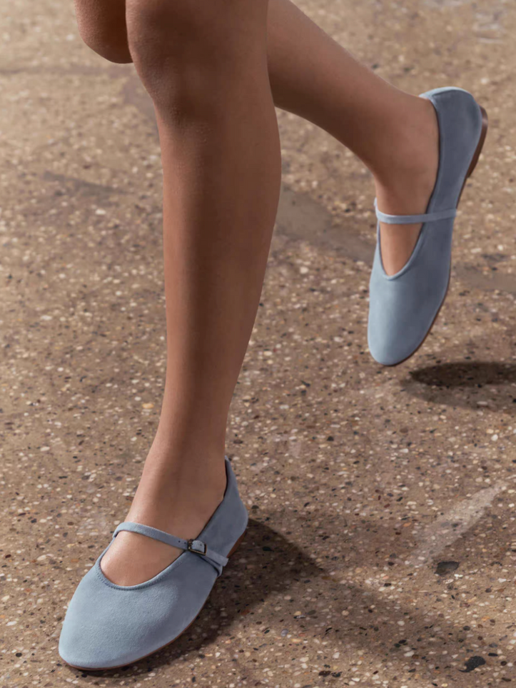 Calf leather suede pastel blue Mary Janes 2