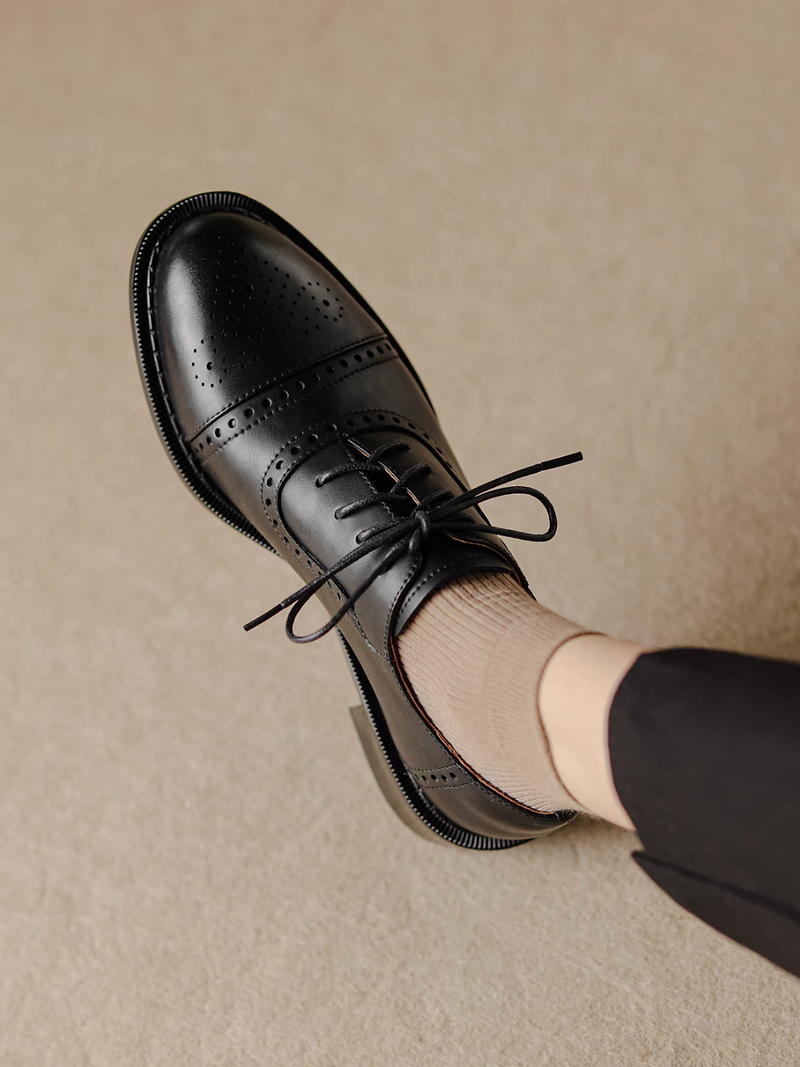 Brogue calf leather lacing shoes 9