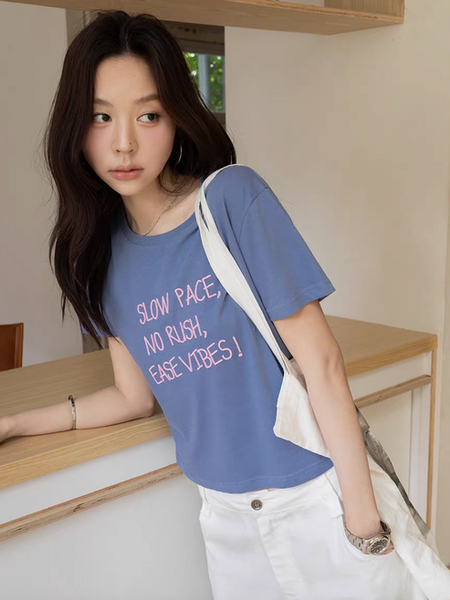 SLOW PACE embroidered cotton tee