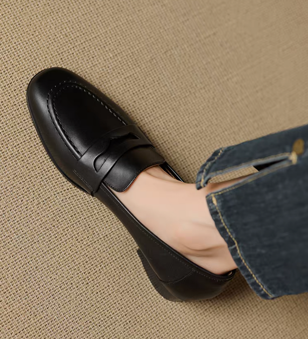 Thumbnail: Brushed off calf leather crochet penny saver loafers