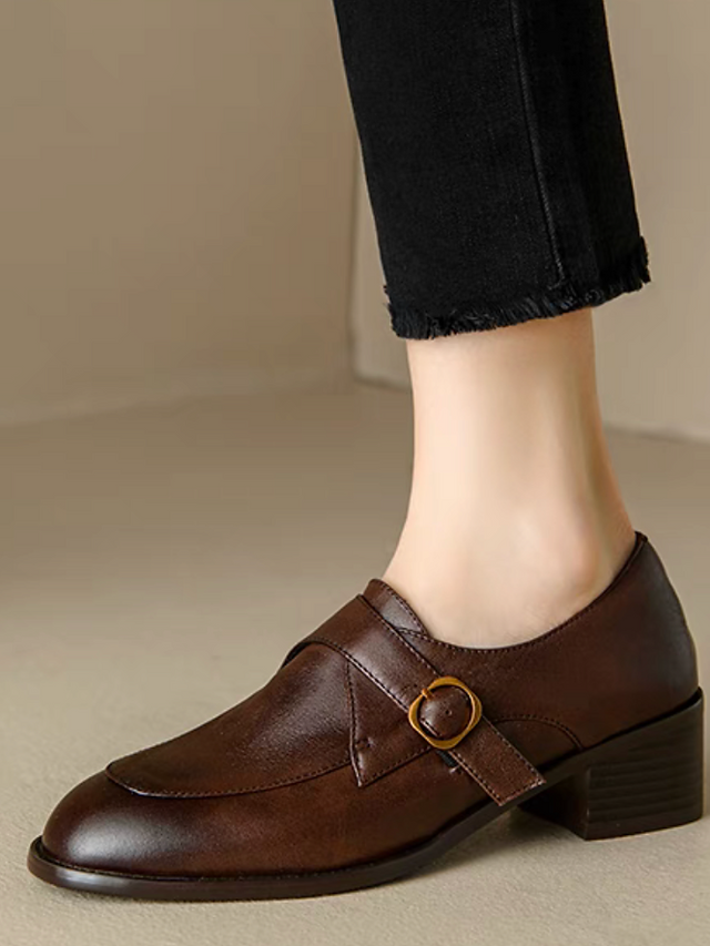 Side buckle calf leather strap loafers 4