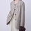 Thumbnail: Mixed color beige cotton rayon frills trim mid length jacket