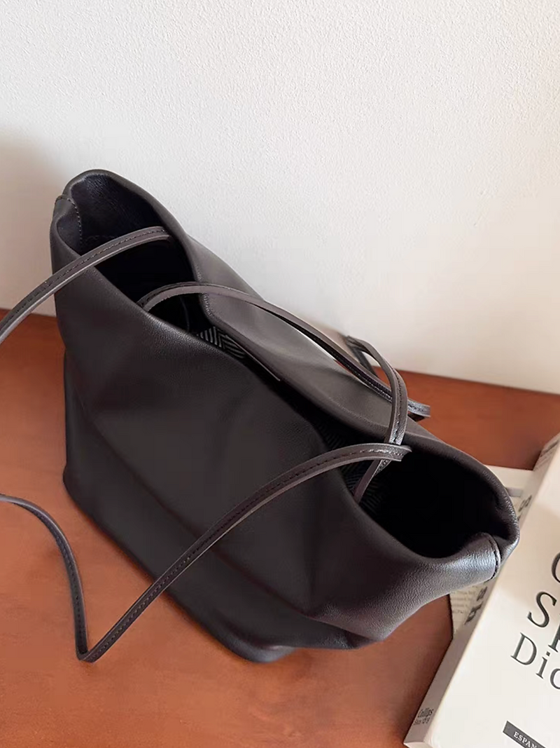 Smooth calf leather bucket shoulder bag 11