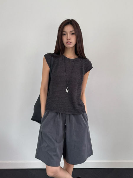 Flutter sleeves nylon knitted top 