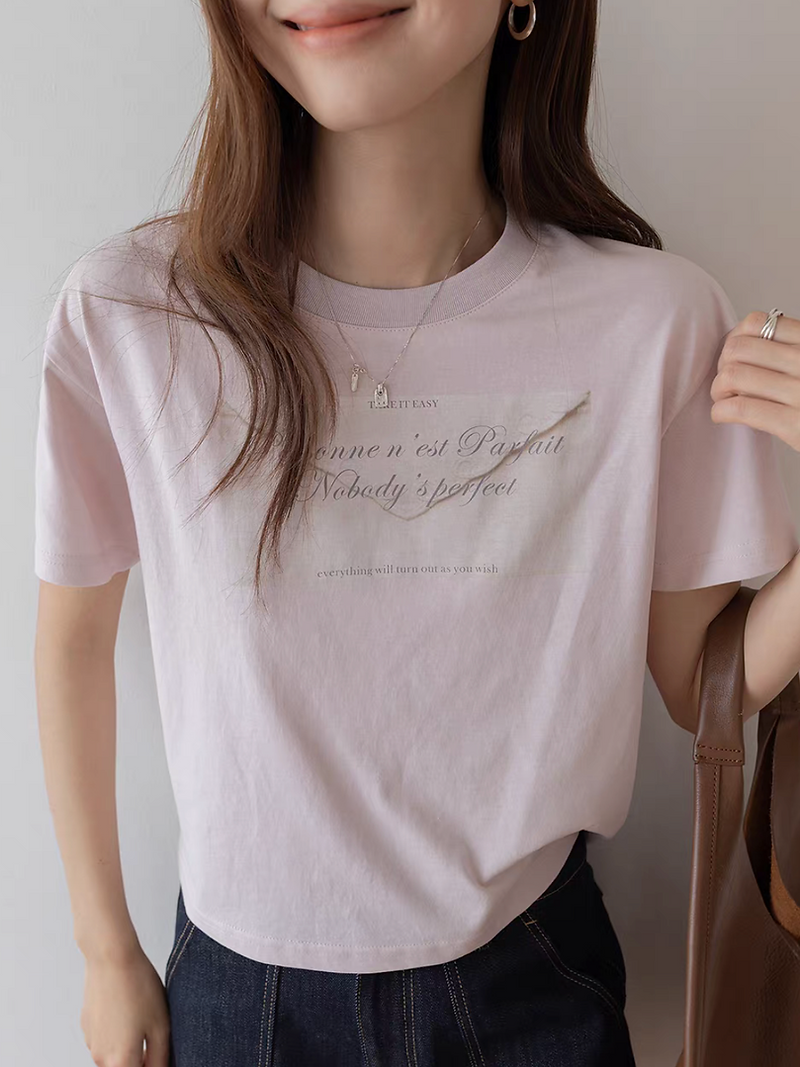 Cotton poly crewneck print tee 6