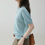 Thumbnail: Pastel blue cotton acrylic knitted shorsleeved top