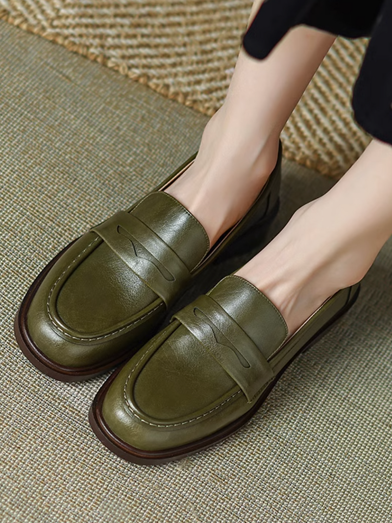 Calf leather brushed off color penny saver loafers 4