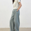 Thumbnail: High waisted greyish blue denim double contour pleated pants