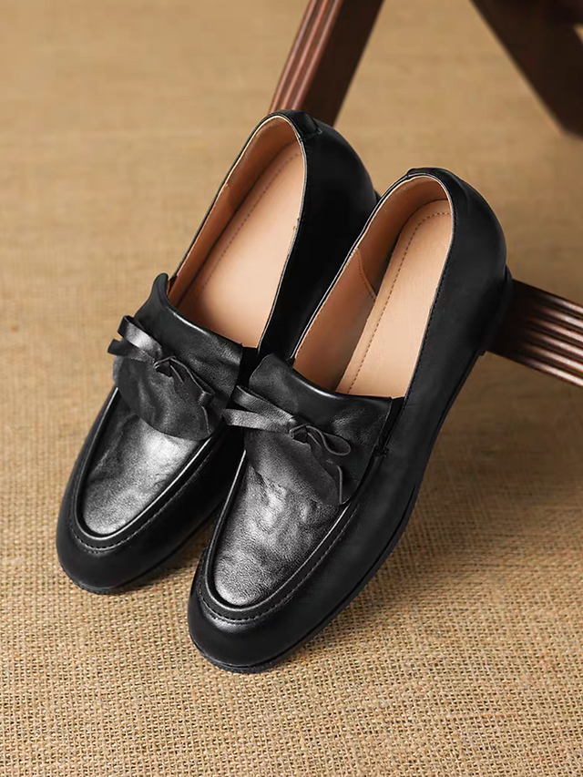 Calf leather ribbon Oxford loafers 7
