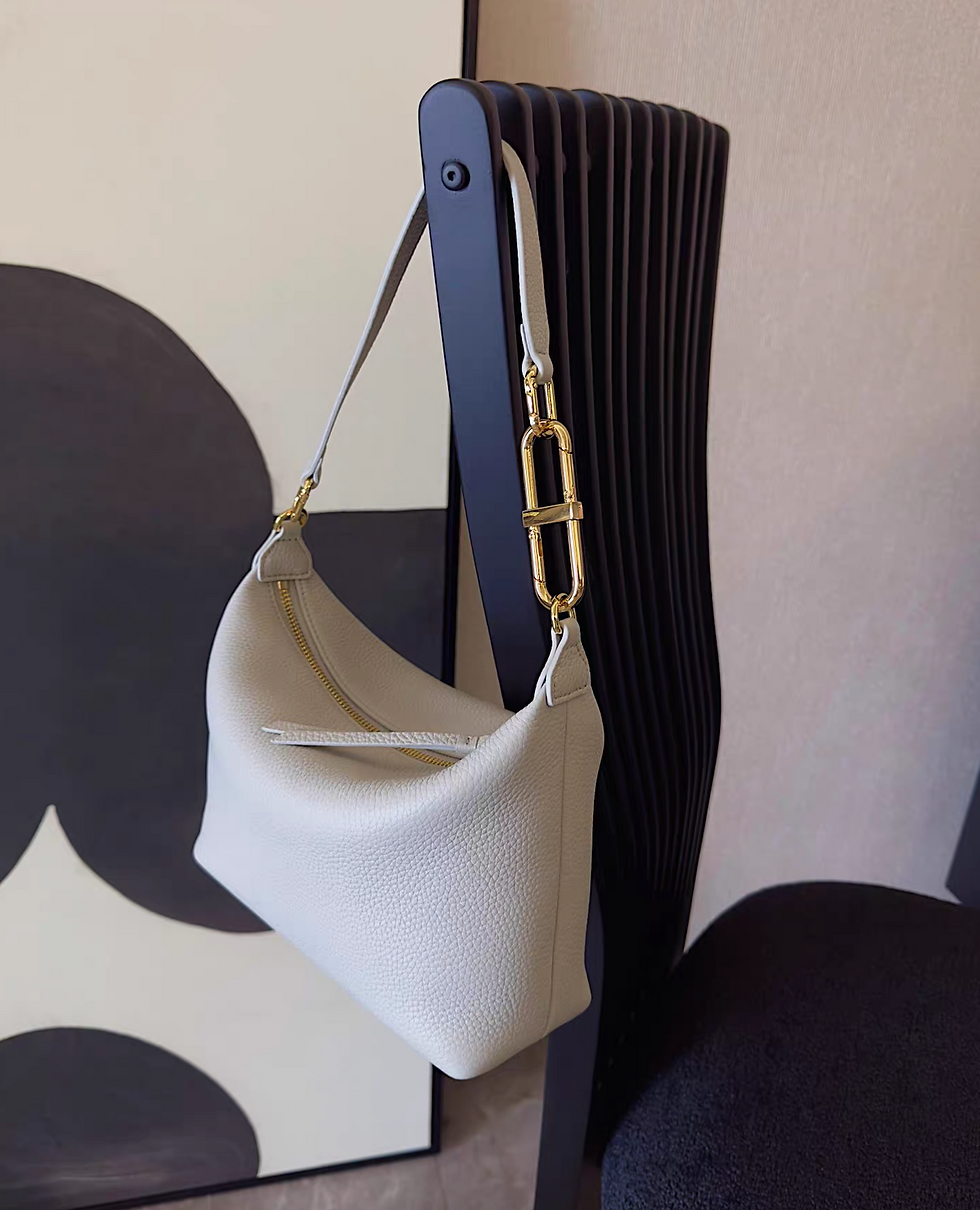 Thumbnail: Ice blue toga embossed calf leather 3 way interloop handle + crossbody drape bag