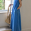 Thumbnail: Cornflower blue pleated sleeveless cotton linen dress