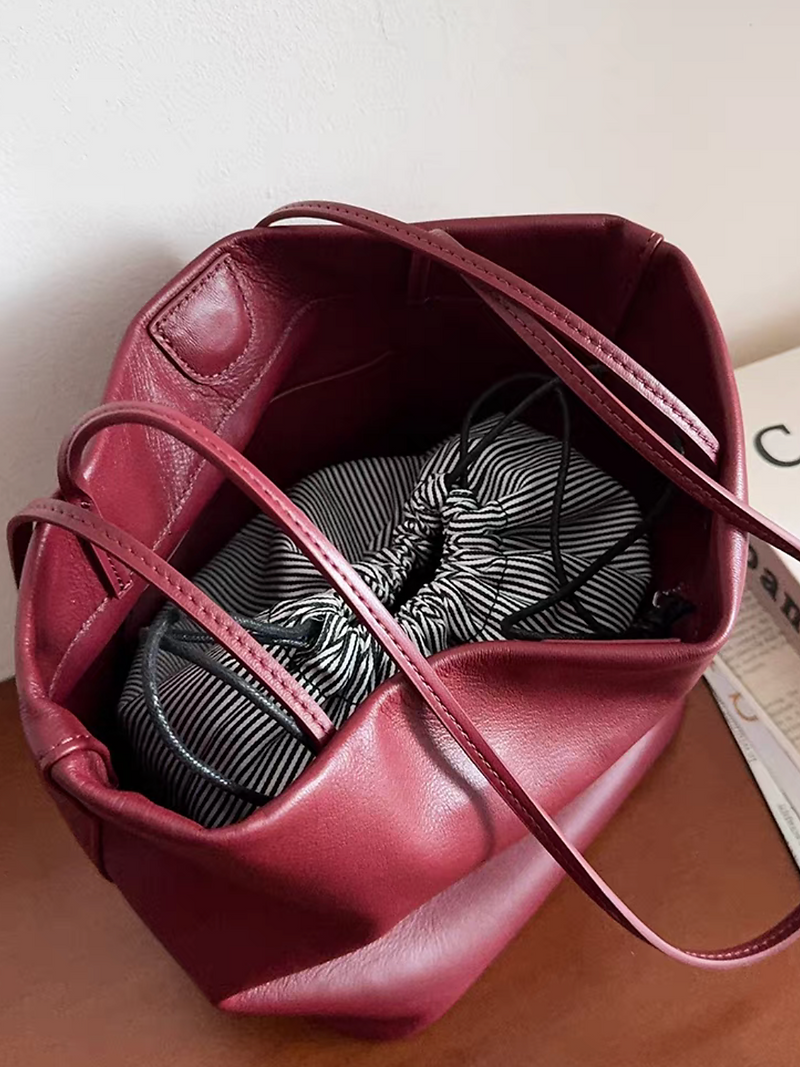 Smooth calf leather bucket shoulder bag 8