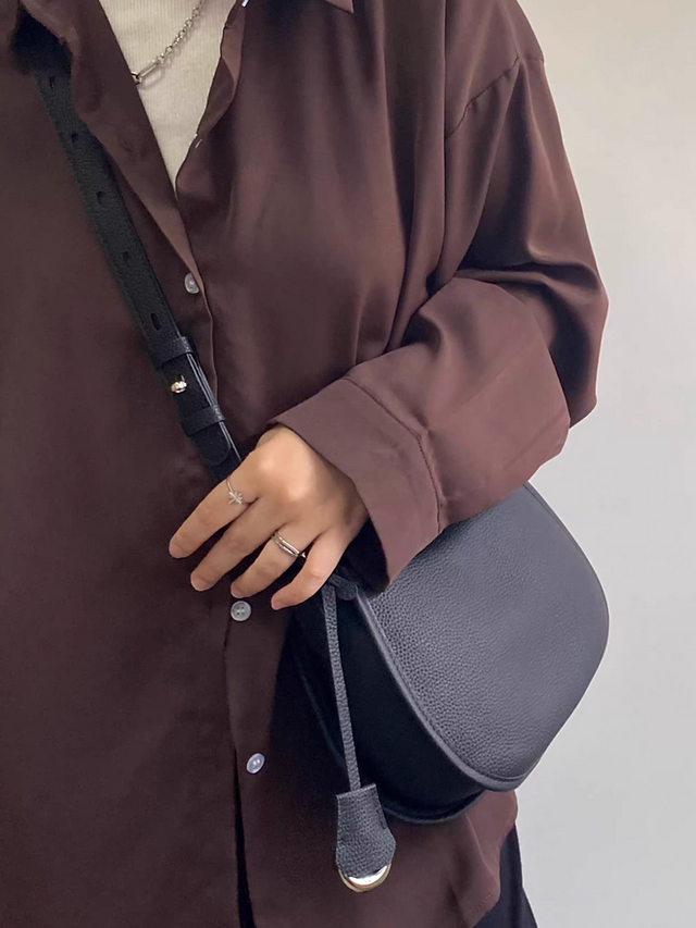 Toga embossed calf leather saddle shoulder + crossbody bag with tag 7