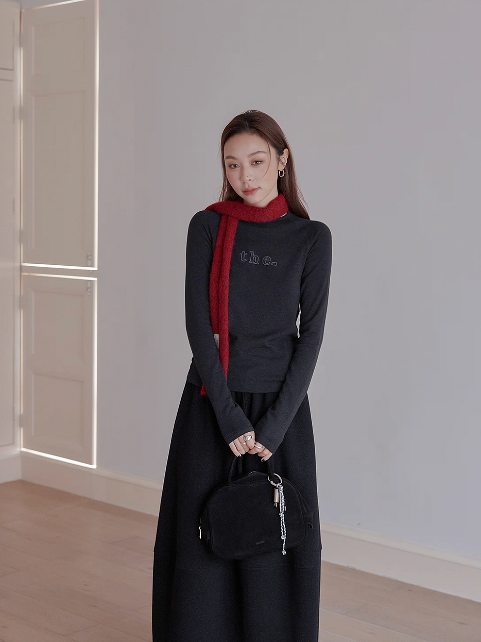 Thumbnail: Modal tencel wool embossed crewneck tee