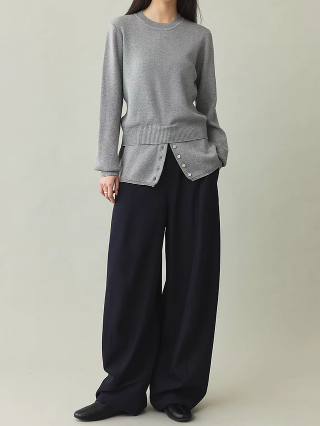 30% Alpaca wool rayon buttoned crewneck connected jumper 3