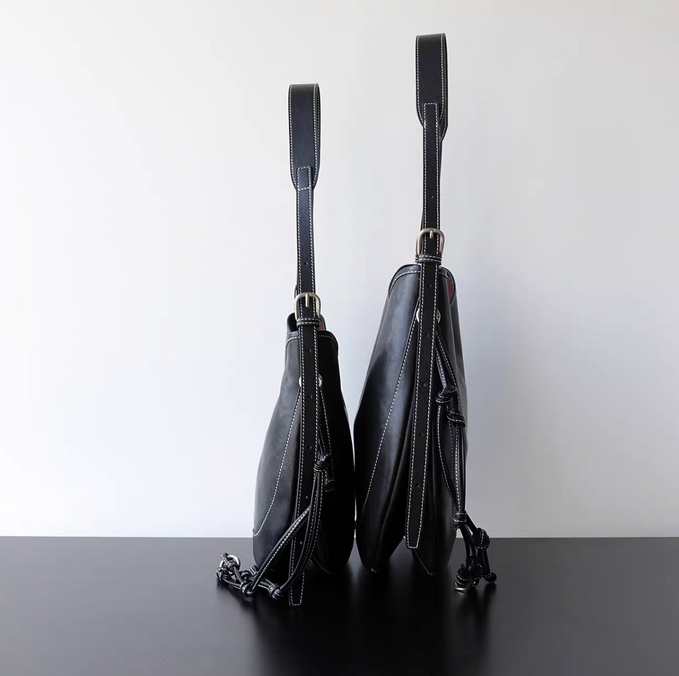 Thumbnail: White stitched calf leather saddle handle + shoulder + crossbody bag