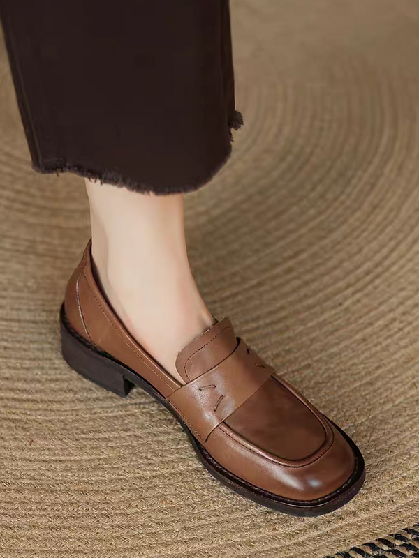 Calf leather stitched trim penny saver loafers