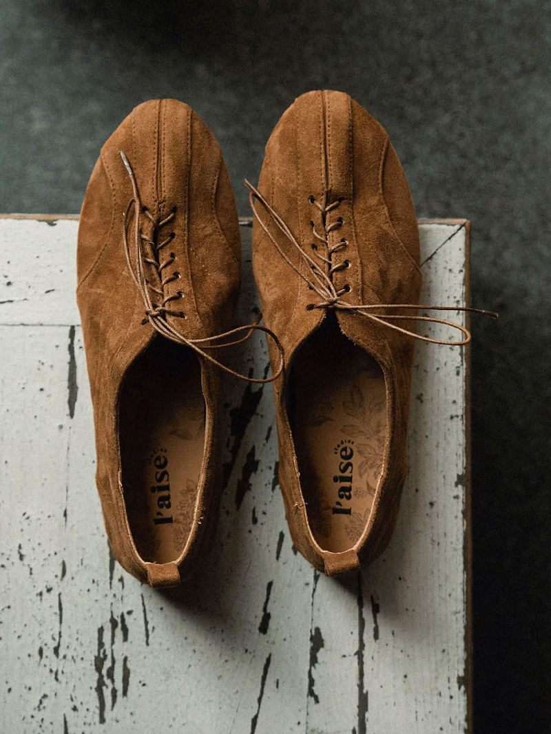 Made in Paris suede contour sheep skin lacing shoes 3
