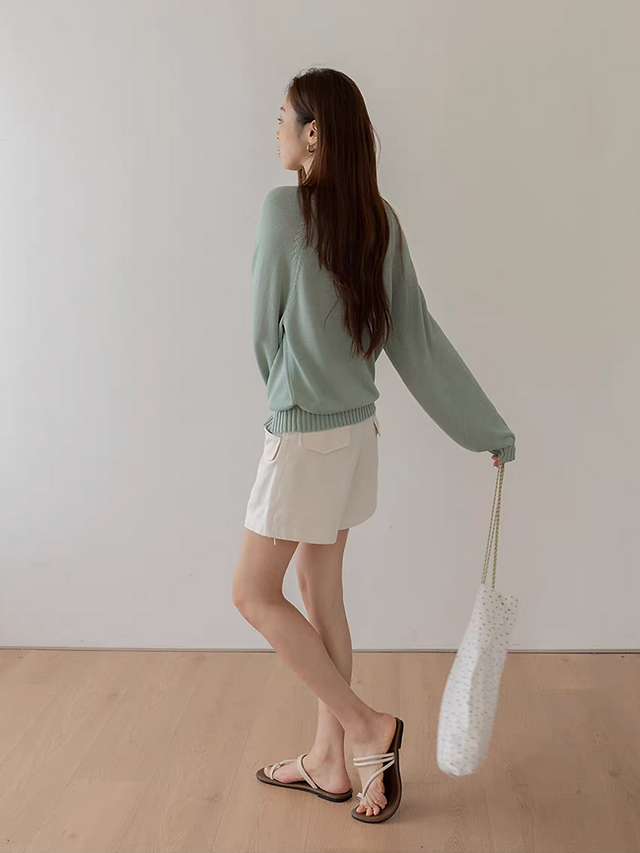 Poly rayon acrylic knitted V neck jumper 10