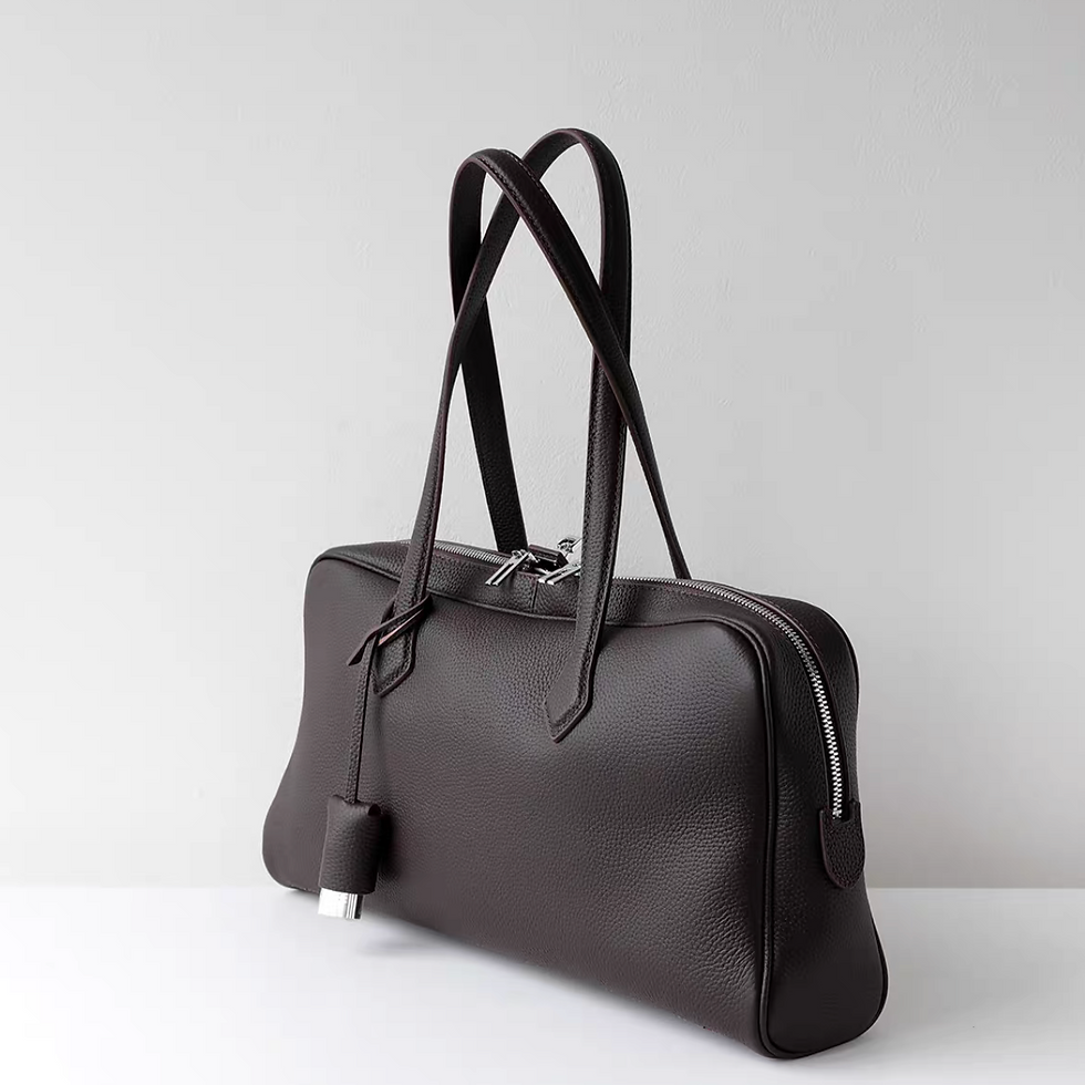 Thumbnail: Toga embossed calf leather handle rectangular shoulder handle bag