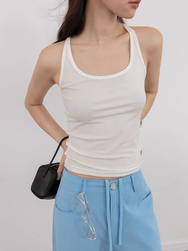 Modal lyocell U neck stretchy soft vest 3