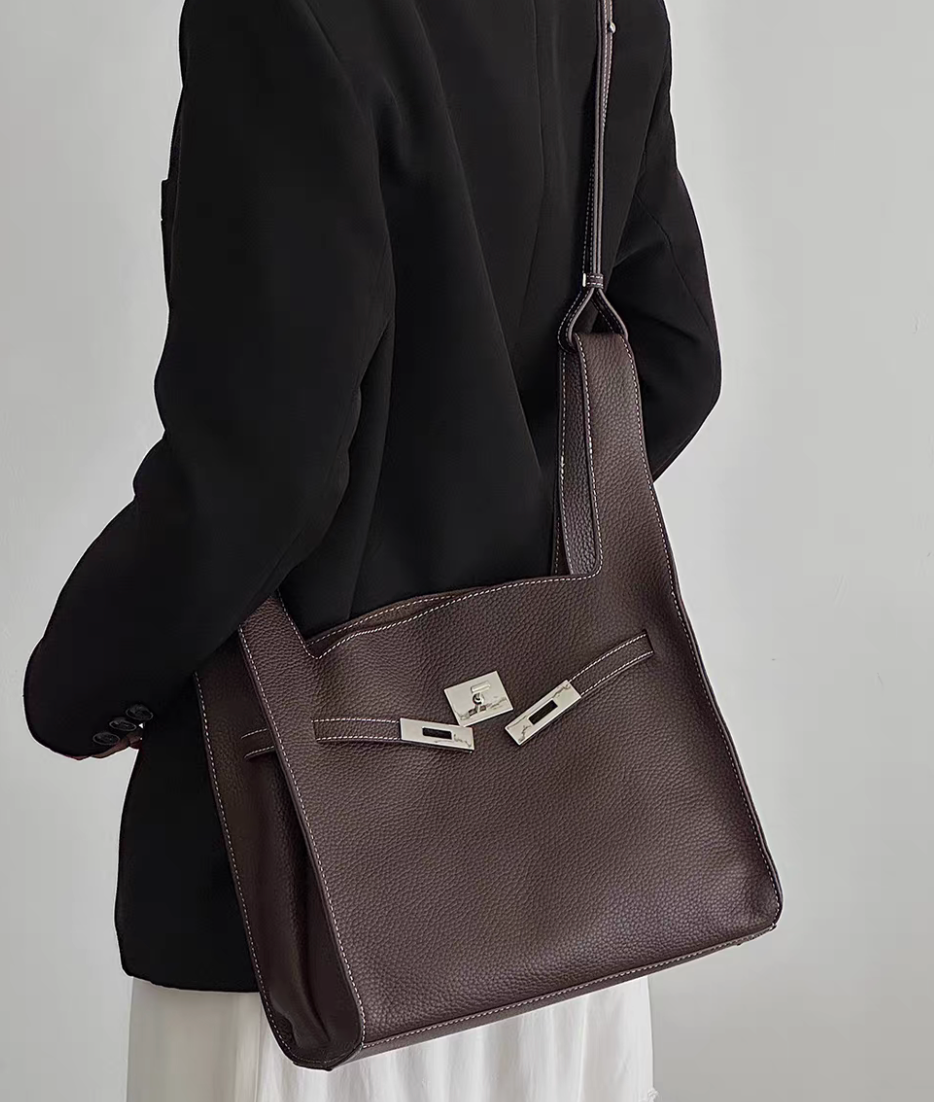 Thumbnail: Toga embossed calf leather silver metal 3-way handle +shoulder+ crossbody bag